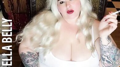 BBW smokes tells you how to stroke that thick hard cock JOI