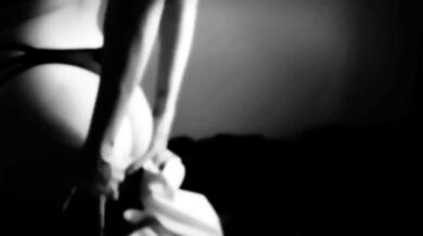Hot girlfriend strips out of your shirt and fucks glass dildo