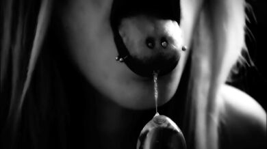 Hot girlfriend strips out of your shirt and fucks glass dildo