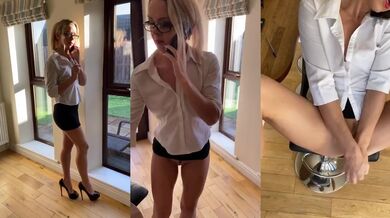 British MILF destroyed by glass dildo while fingering her wet pussy