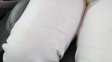 British blonde girl floods her jeans in the car desperate omorashi accident