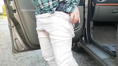 British blonde girl floods her jeans in the car desperate omorashi accident