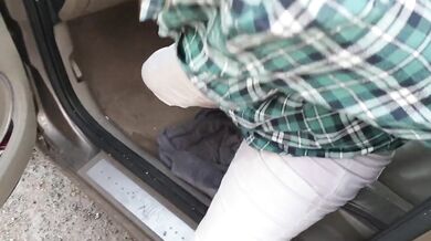 British blonde girl floods her jeans in the car desperate omorashi accident