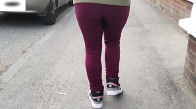 Blonde British girl gets soaked in public leggings piss sluts