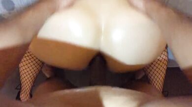 Big black cock wrecks oiled MILF ass balls deep with HOT cumshot on gaping hole part 3