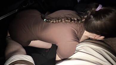 Deep hard creampie in the backseat ruined her tight wet cunt