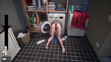 Step mom gets STUCK trapped in washing machine then I SHOVE EVERYTHING in her tiny pussy