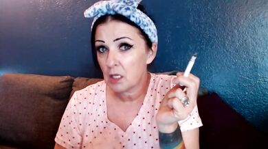 Morning Smoking Cougar Destroys Cigarette While Moaning