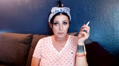 Morning Smoking Cougar Destroys Cigarette While Moaning