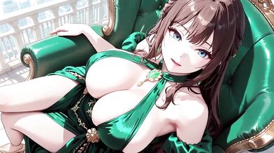Emerald Glow Green halter gown tease kneeling boss lady