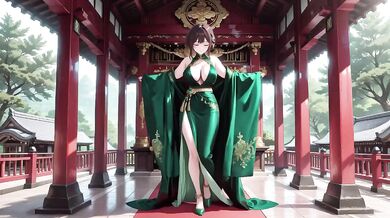 Emerald Glow Green halter gown tease kneeling boss lady
