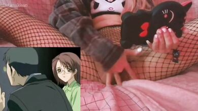 innocent teen girl gets destroyed by her own rose vibrator while watching yuri hentai