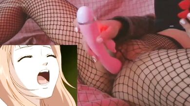 innocent teen girl gets destroyed by her own rose vibrator while watching yuri hentai