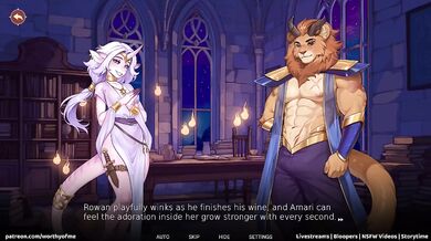 Her pussy dripping wet for the furry manticore's huge cock