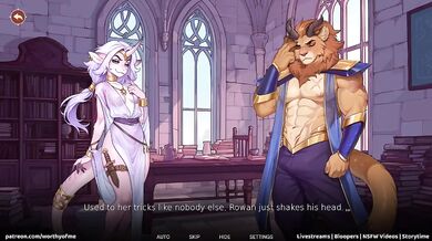 Her pussy dripping wet for the furry manticore's huge cock