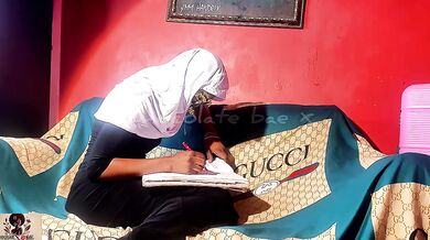 Hijabi madam gushing at work alone while imagining her brother in law