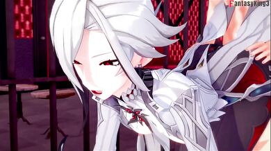 Arlecchino takes a deep throated blowjob on Genshin Impact POV