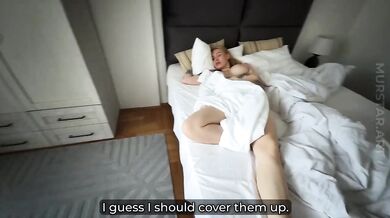 Step Mom's Huge Tits Squished Against Me Waking Up Shared Bed Blonde MILF POV
