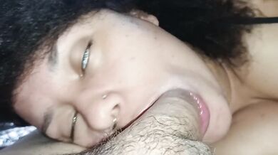 Blowjob so brutal cum shot all over my face creampie Latina cum surprise