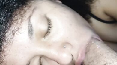 Blowjob so brutal cum shot all over my face creampie Latina cum surprise