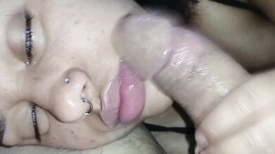 Blowjob so brutal cum shot all over my face creampie Latina cum surprise