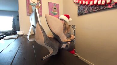 Mrs Claus Spanks Naughty Elf with Soft Pink Wrinkled Soles POV