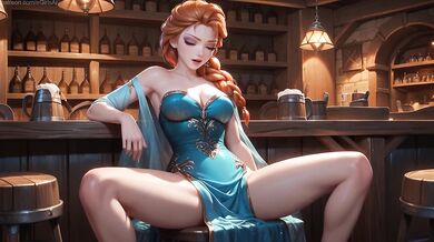 Anna gets double stuffed and dripping in a tavern gangbang