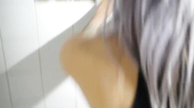 Milking her creamy load while his cum drips down her throat