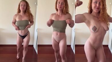 Muscular Girl Masturbating with Big Clit Raw Solo Flexing
