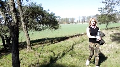 Public Outdoor nude forest fucking pussylicking cumshot in nature