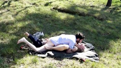 Public Outdoor nude forest fucking pussylicking cumshot in nature