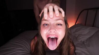 He destroyed my throat deep throat cum on face brutal sloppy blowjob
