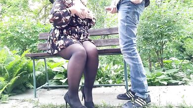 My Stepmom's Natural Tits Outdoors public flashing big saggy tits stepmom handjob