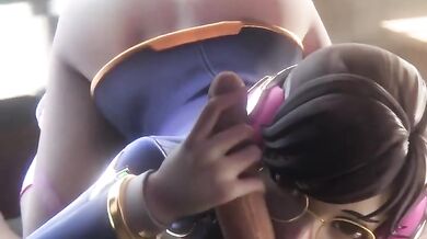 Overwatch D.va POV sucks his balls raw and hungry