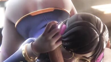 Overwatch D.va POV sucks his balls raw and hungry