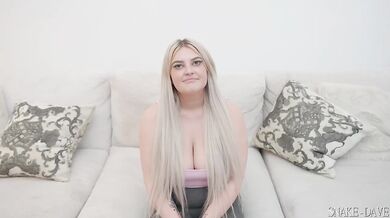 German blonde with big tits destroyed in casting cumshot gangbang