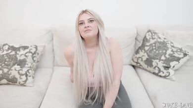 German blonde with big tits destroyed in casting cumshot gangbang