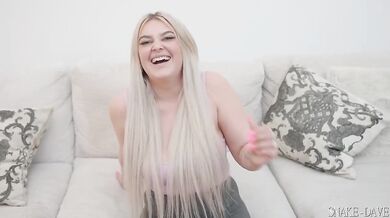 German blonde with big tits destroyed in casting cumshot gangbang
