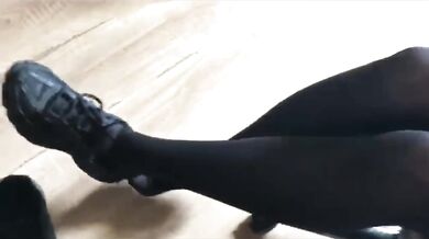 Milked through her sexy pantyhose until the big ass choked on my cock
