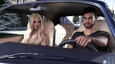 Natalya deep throats Miller in car cruise handjob cumshot