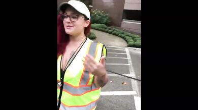 The thick Latina crossing guard gets a sloppy blowjob riding doggystyle