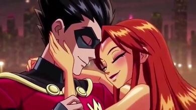 Starfire & Robin first time rough anal fuck hentai anime