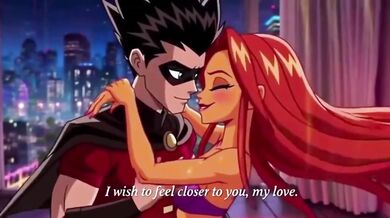 Starfire & Robin first time rough anal fuck hentai anime