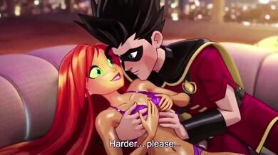 Starfire & Robin first time rough anal fuck hentai anime