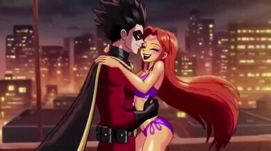 Starfire & Robin first time rough anal fuck hentai anime