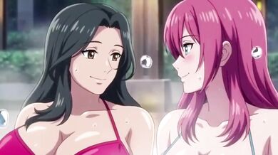 Two Lesbians soak and squirt playing in the bath anime hentai