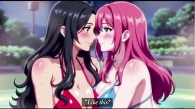 Two Lesbians soak and squirt playing in the bath anime hentai