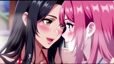 Two Lesbians soak and squirt playing in the bath anime hentai