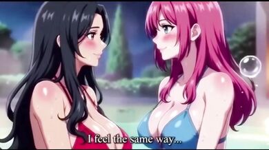 Two Lesbians soak and squirt playing in the bath anime hentai