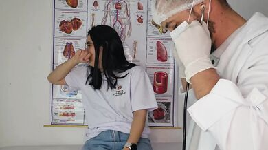 University student gets throat fucked after fake doctor exam